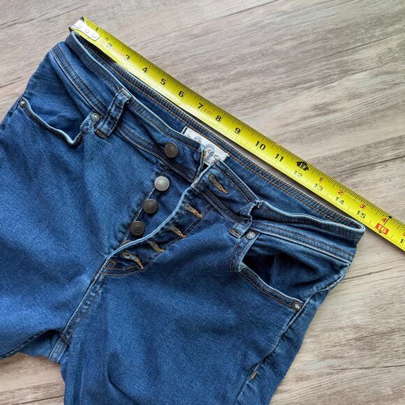 Free People We The Free Mid Rise Bootcut Jeans Blue Denim Size 30 Button Fly - Picture 7 of 10